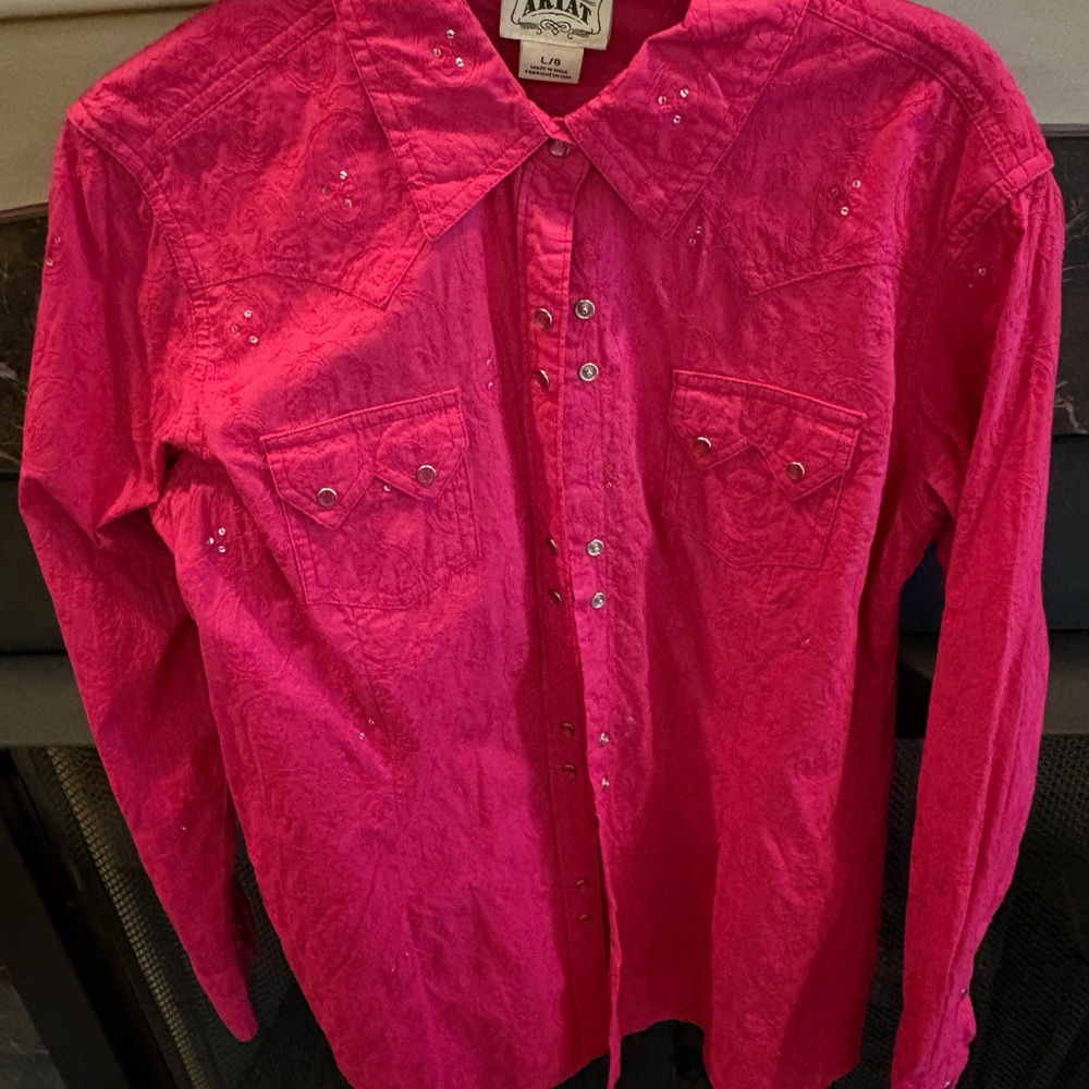 Vintage dark pink western snap up button Shirt